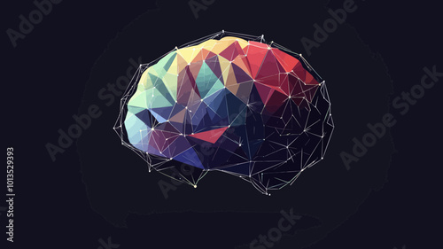 Low Poly Geometric Brain Colorful Flat Minimalist SVG Vector Illustration for Technology and Cognitive Science Concepts