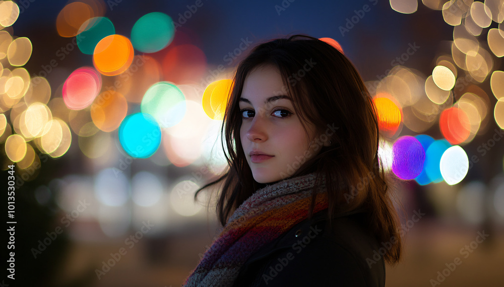 People silhouetted against vibrant city lights at night People silhouetted against vibrant city lights at night