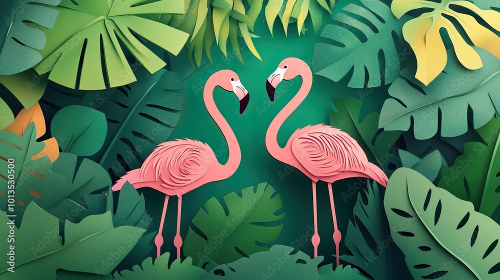 Fototapeta premium Flamingos in a wildlife sanctuary setting Flamingos in a nature reserve