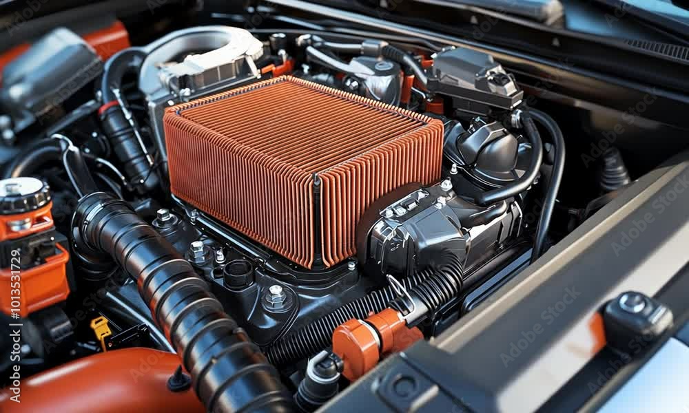Close-up View of a Modern Car Engine Close-up View of a Modern Car Engine