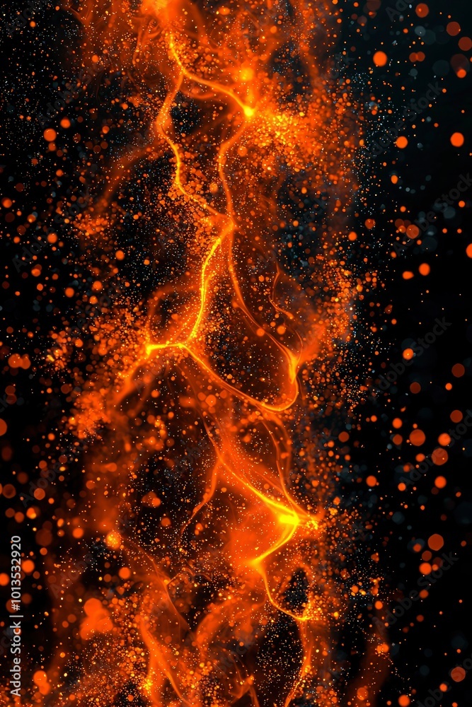 Abstract Flame with Bright Orange Sparks and Glowing Lines Abstract Flame with Bright Orange Sparks and Glowing Lines