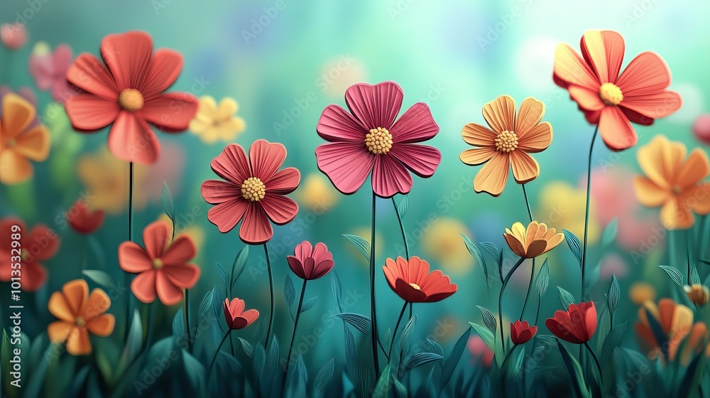 Cosmos flowers flourishing in a garden with a softly blurred backdrop Cosmos flowers thriving in a garden with a gentle bokeh background Cosmos flowers flourishing in a garden with a softly blurred backdrop Cosmos flowers thriving in a garden with a gentle bokeh background
