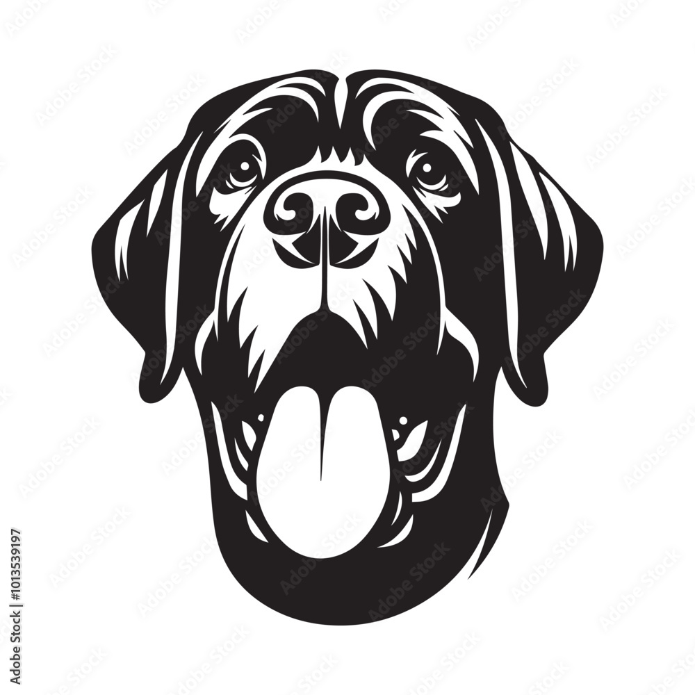 Fototapeta premium Mastiff Dog Face Clipart Design - Dog Head Logo - Mastiff Vector illustration in black and white
