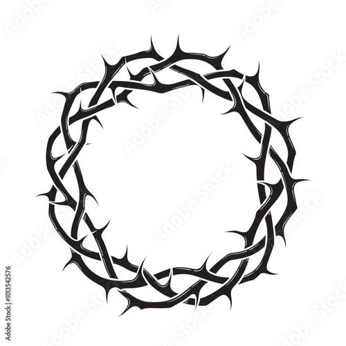 Sacred Christian crown of thorns wreath hand drawn isolated vector illustration flash tattoo or print design