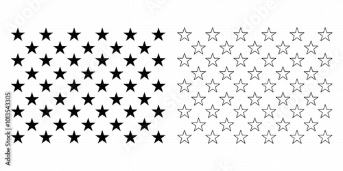 The American flag 50 stars stencil template vector illustration. Union 50 stars symbol.