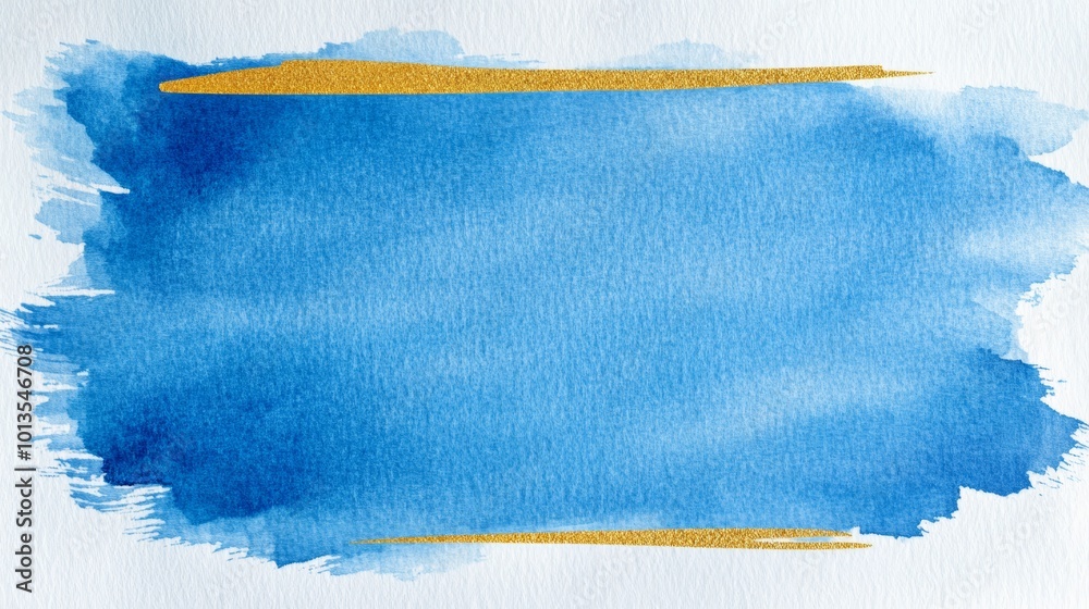 Abstract Blue Watercolor Background with Gold Lines Abstract Blue Watercolor Background with Gold Lines