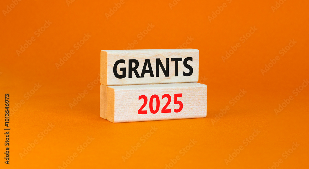 Planning grants 2025 new year symbol. Concept words Grants 2025 on beautiful wooden blocks. Beautiful orange background. Business grants 2025 new year concept. Copy space. Planning grants 2025 new year symbol. Concept words Grants 2025 on beautiful wooden blocks. Beautiful orange background. Business grants 2025 new year concept. Copy space.