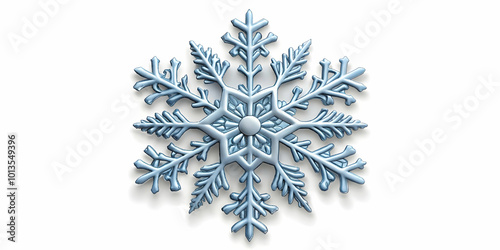 3D Snowflake Icon with Intricate Design - Detailed Vector on White Background for Winter Infographics and Presentations