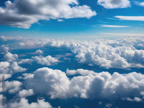 cumulus clouds blue sky background, beautiful wallpaper desktop