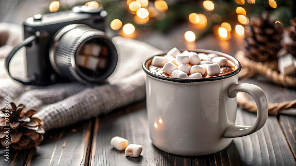 Cozy Hot Chocolate Mug Vector with Marshmallows on White Background | Minimalistic Design for Winter Beverages and Cozy Themes | Perfect for Infographics Cozy Hot Chocolate Mug Vector with Marshmallows on White Background | Minimalistic Design for Winter Beverages and Cozy Themes | Perfect for Infographics