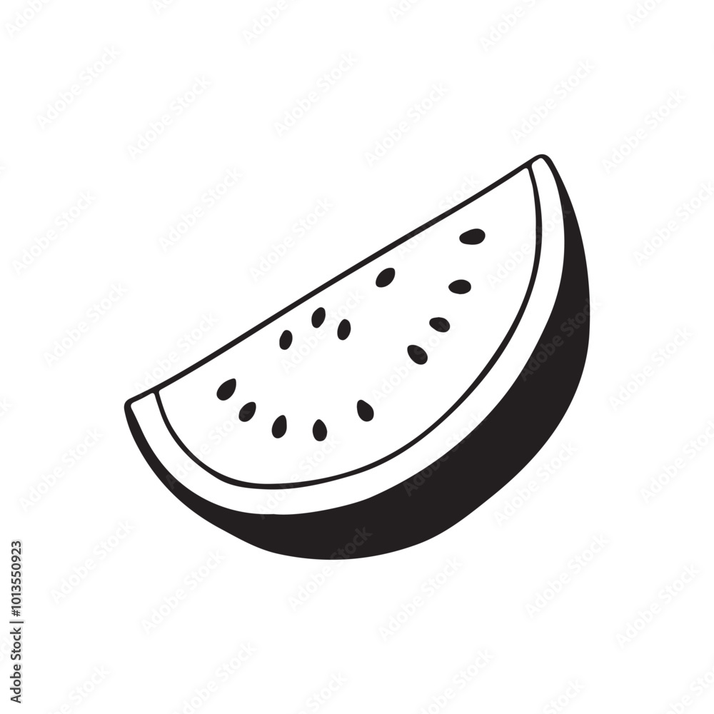 Watermelon silhouette vector illustration, Simple, clear and beautiful arts and crafts artisanal stencil print style illustration Watermelon silhouette vector illustration, Simple, clear and beautiful arts and crafts artisanal stencil print style illustration