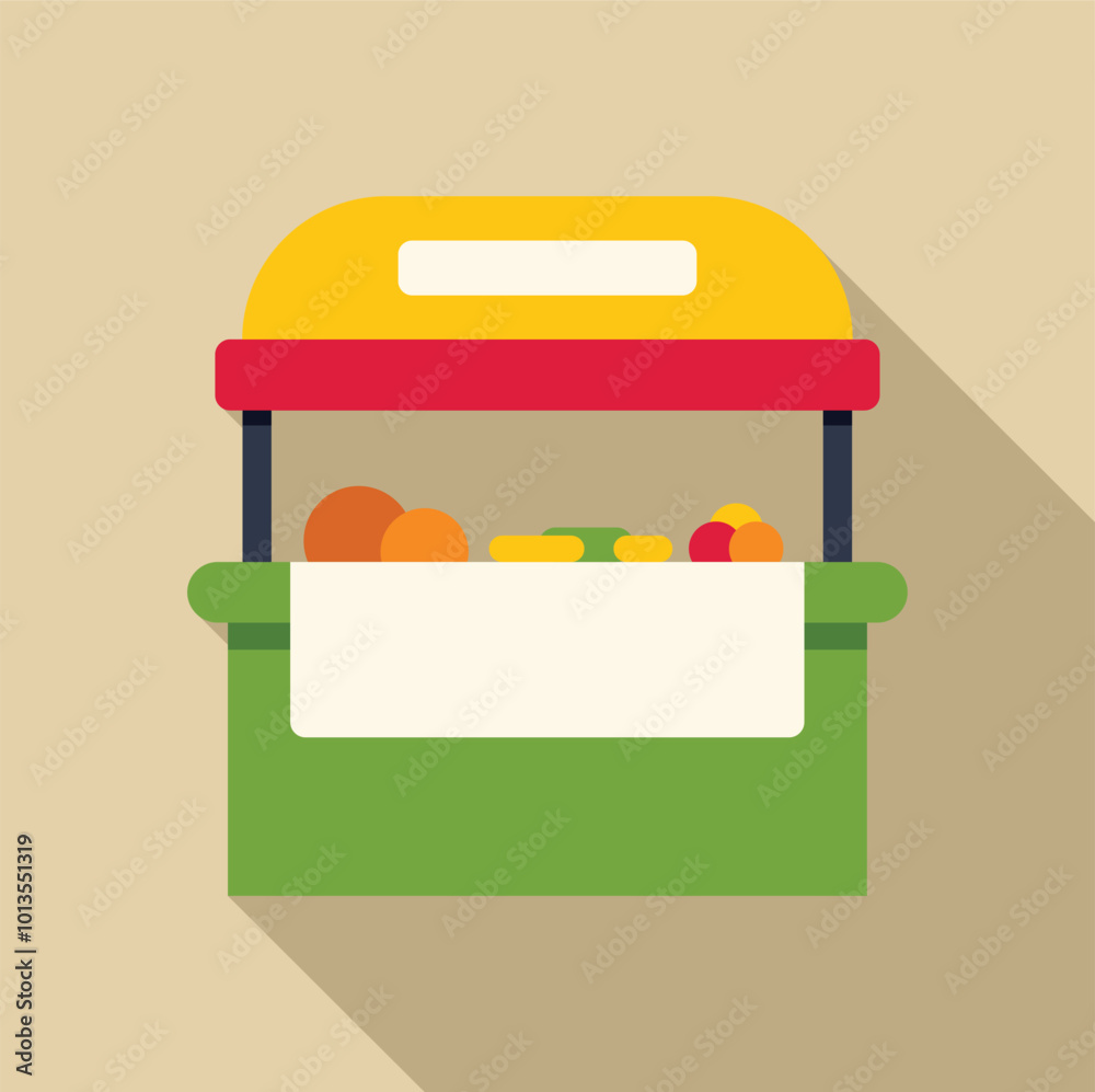 Φωτογραφία Colorful illustration of a street food market stall selling fresh fruit and vege