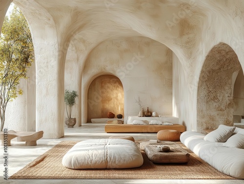 Organic Oasis  A Serene Sanctuary of Curved Minimalism