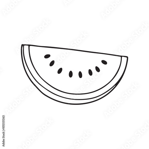 Watermelon silhouette vector illustration, Simple, clear and beautiful arts and crafts artisanal stencil print style illustration