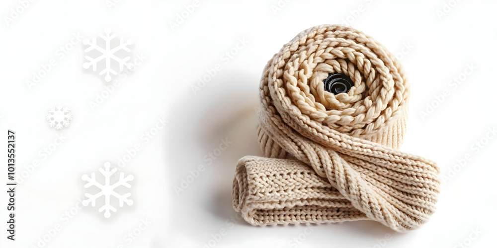 Fototapeta premium Stylish Winter Scarf Icon - Minimalist Vector Illustration Isolated on White for Fashion Infographics and Product Displays