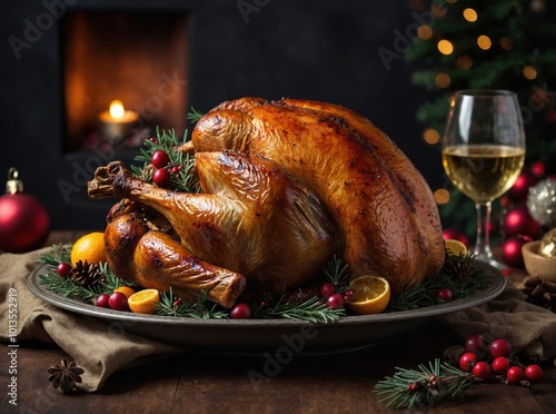 Wallpaper Mural Baked turkey resting on a stunning serving platter, ready for carving and sharing Torontodigital.ca