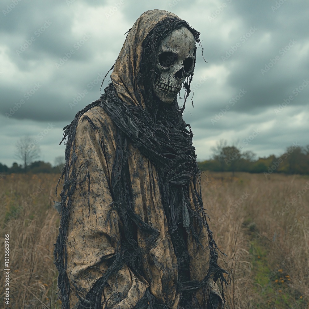 Scary scarecrow in the field