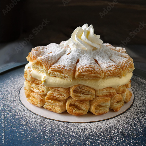 Delicious Vanilla Cream Puff Pastry Called Cremsnit photo