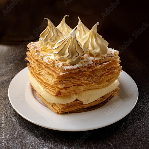 Delicious Vanilla Cream Puff Pastry Called Cremsnit photo