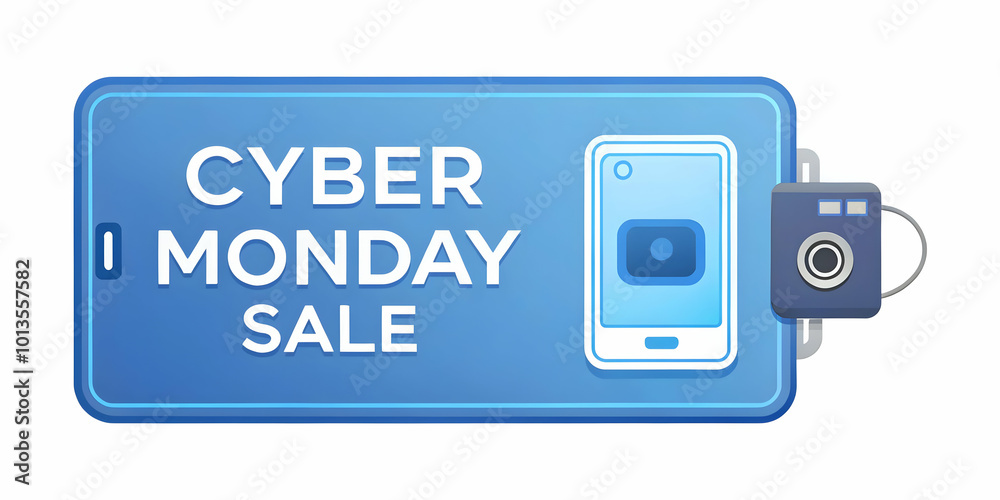 Futuristic Flat Floating Tech Gadget Illustration with Glowing Cyber Monday Price Tag for Ecommerce Infographic Promotion Futuristic Flat Floating Tech Gadget Illustration with Glowing Cyber Monday Price Tag for Ecommerce Infographic Promotion