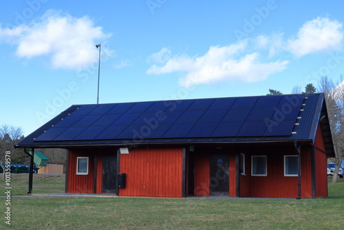 Solar panels on the roof. Skokloster, Sweden. photo