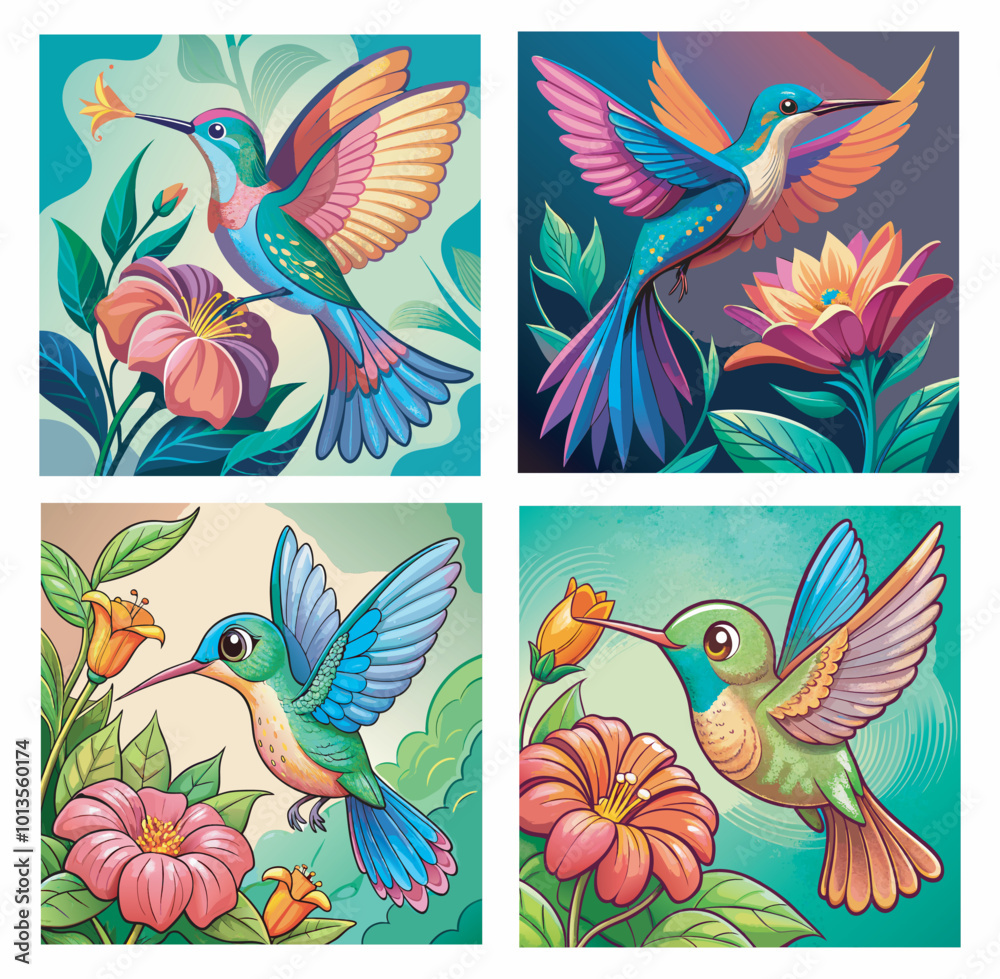 Fototapeta premium birds vector set illustration 