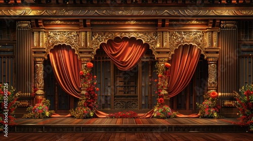 Grand Indian Wedding Stage with Floral Decorations