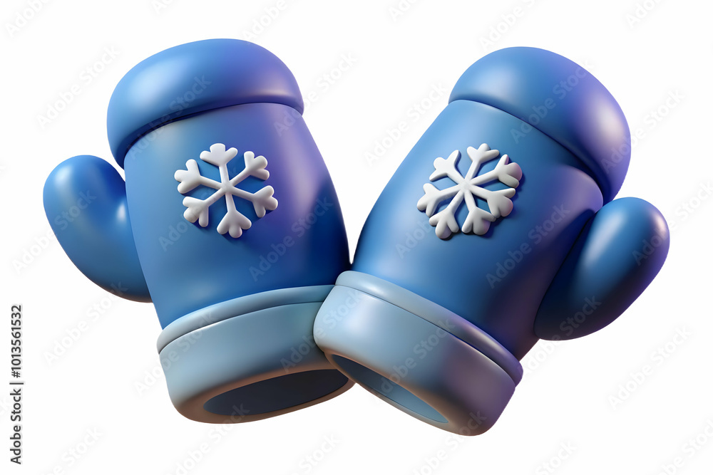 3D Floating Cozy Winter Mittens with Snowflake Patterns Isolated on White Background for Winter Fashion and Cozy Promotions