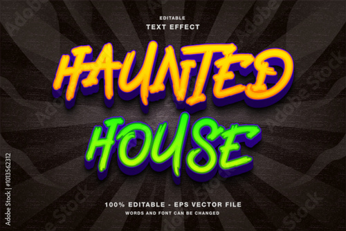 Haunted House 3d Editable Text Effect Template Style Premium Vector