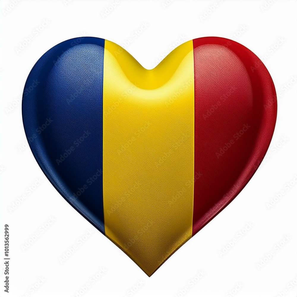 Fototapeta premium ルーマニアの国旗のハート(Heart of Romania flag on white.) 