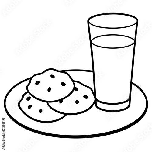 A plate of cookies and a glass of milk left for Santa