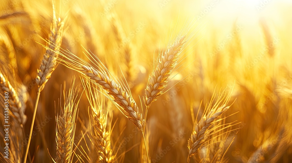 Golden wheat fields illuminated by sunlight. Golden wheat fields illuminated by sunlight.