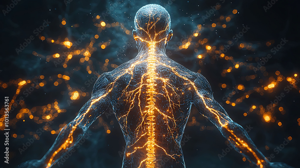 Striking 3D Human Bod Model with Electric Effects Striking 3D Human Bod Model with Electric Effects