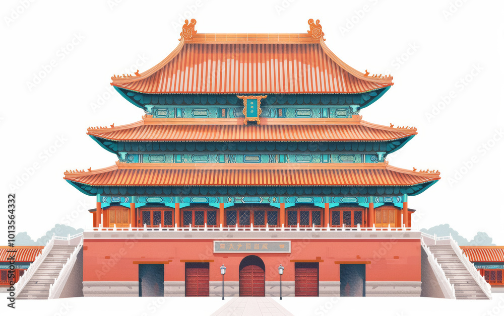 Chinese traditional ancient architecture art illustration Chinese traditional ancient architecture art illustration