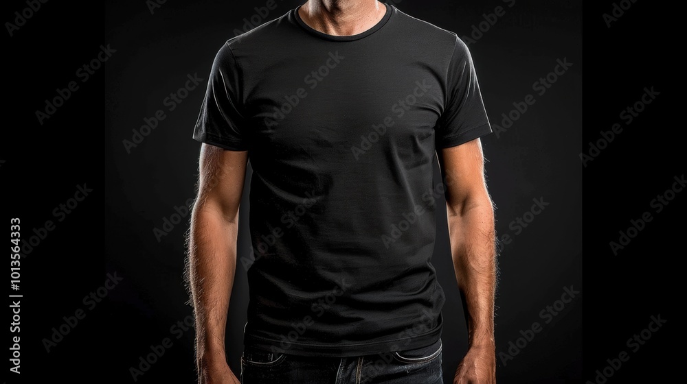 Naklejka premium Black Shirt on Model in Dark Background