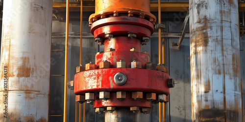 Close-Up of a Subsea Blowout Preventer (BOP) Attached to Offshore Drilling Equipment for Well Control and Safety