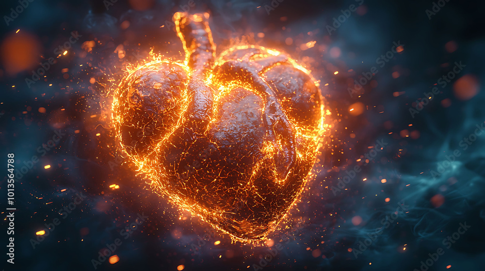 Obraz premium Futuristic 3D Heart Visualization with Glowing Effects