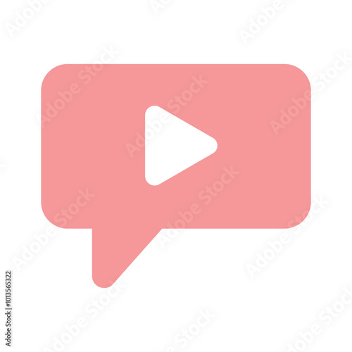 Play button inside chat bubble, concept icon of video communication