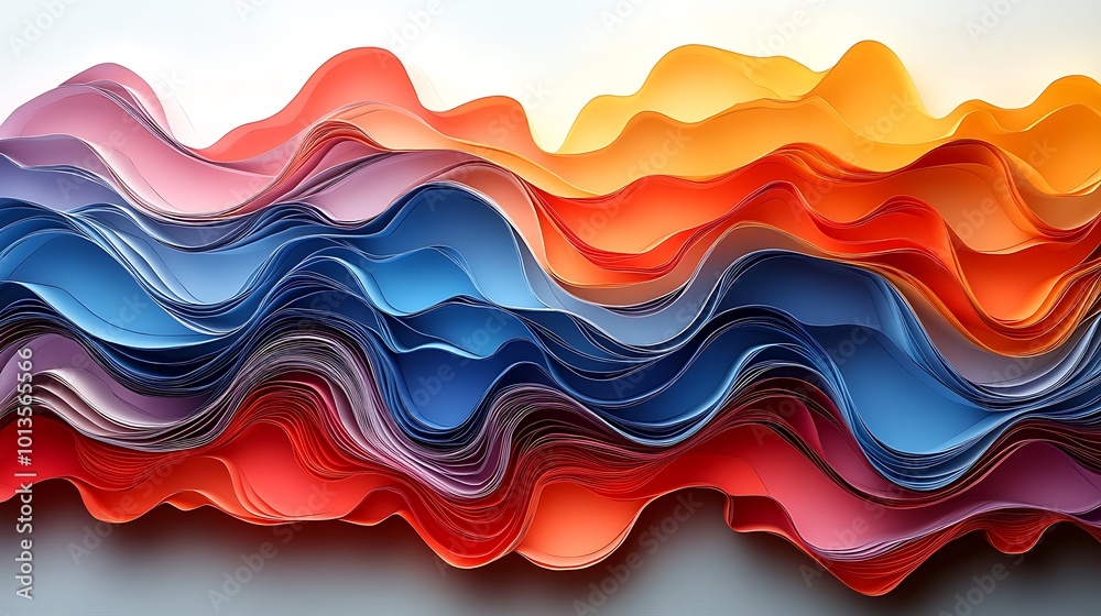 Fototapeta premium Mesmerizing Swirls of Colorful Paper Creating a Visual Symphony of Abstract Waves and Layers