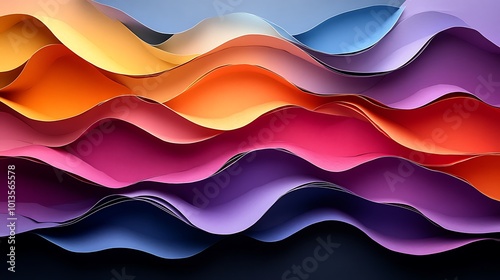 Vibrant Waves of Paper Create a Dynamic and Colorful Abstract Design in Soft Pastel Shades