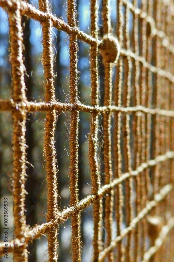 Close-up of a Golden Woven Mesh with Frayed Edges Close-up of a Golden Woven Mesh with Frayed Edges