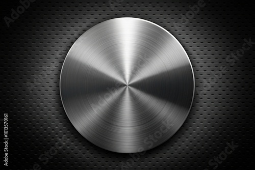 Dark, refined, and modern metallic circle with brushed steel or aluminum texture, featuring a sleek black finish and subtle circular pattern, perfect for industrial designs.