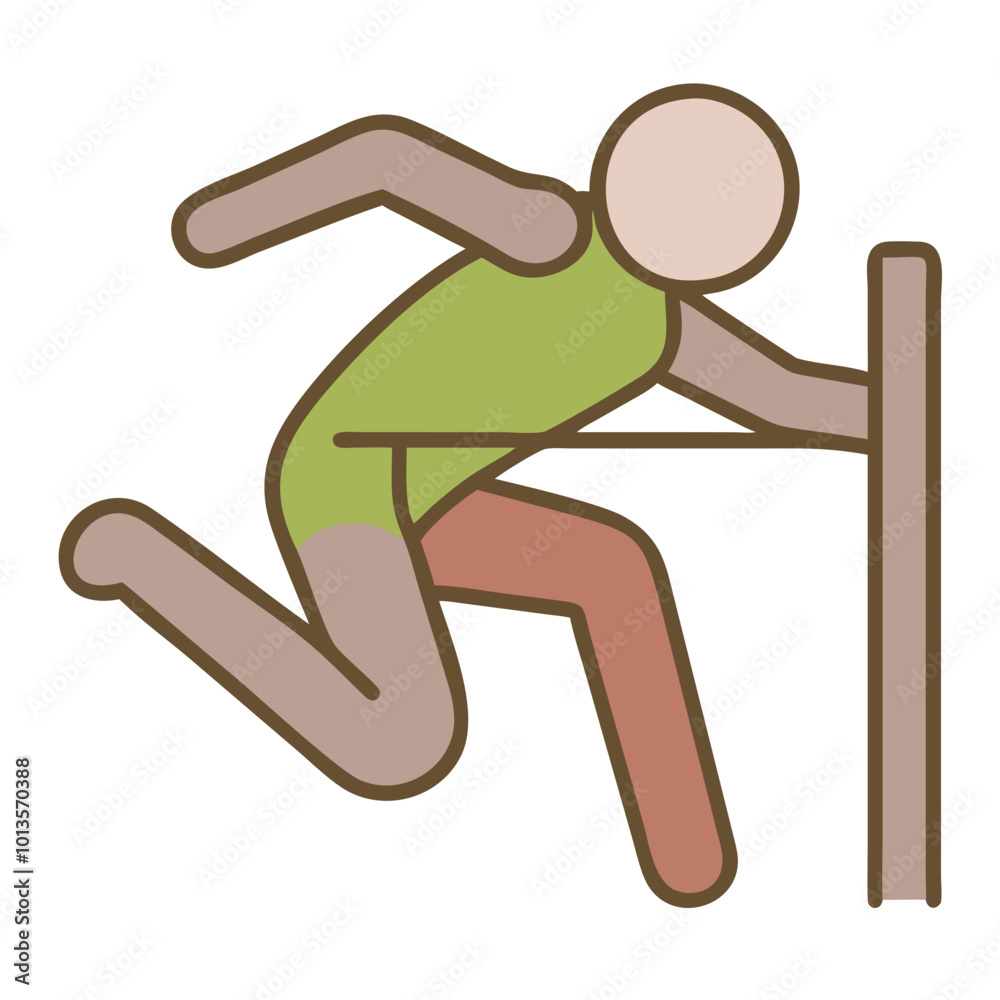 Hurdler icon in flat design, brown and green, symbolizing athletics and track and field Hurdler icon in flat design, brown and green, symbolizing athletics and track and field