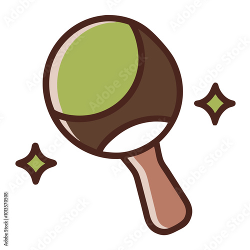 Cartoon representation of a maraca with a wooden handle  