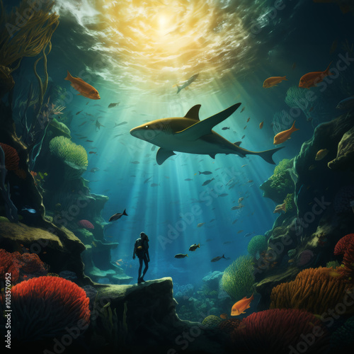 Scuba diving journey into the heart of the ocean encountering sharks manta rays and the beauty of the coral reef