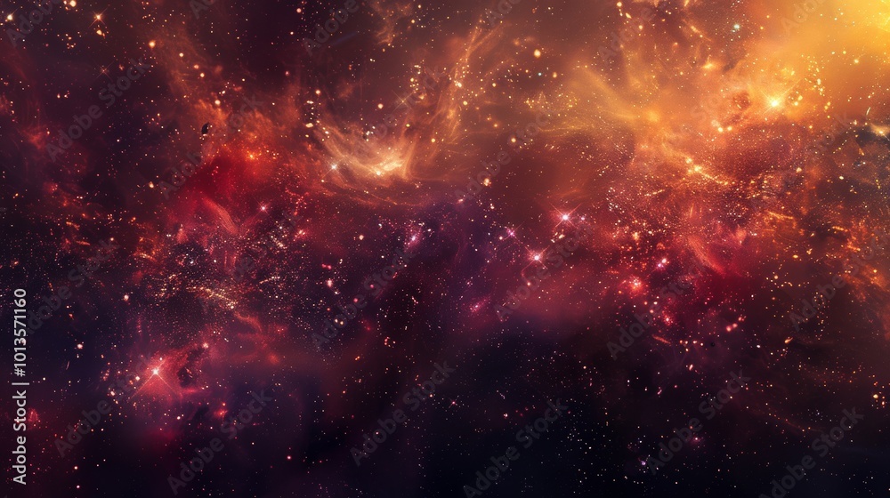 Obraz premium Fiery Cosmic Explosion in a Luminous Galactic Nebula