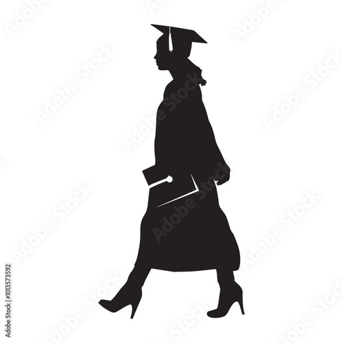 Graduation Silhouette Design - Graduate Vector illustration in black and white

