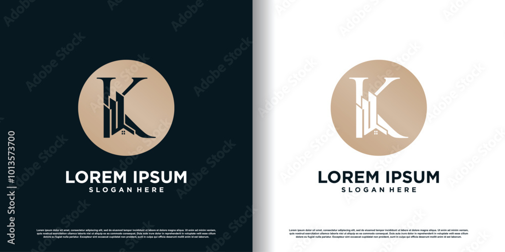 Fototapeta premium Building logo design template with initial K concept premium vector