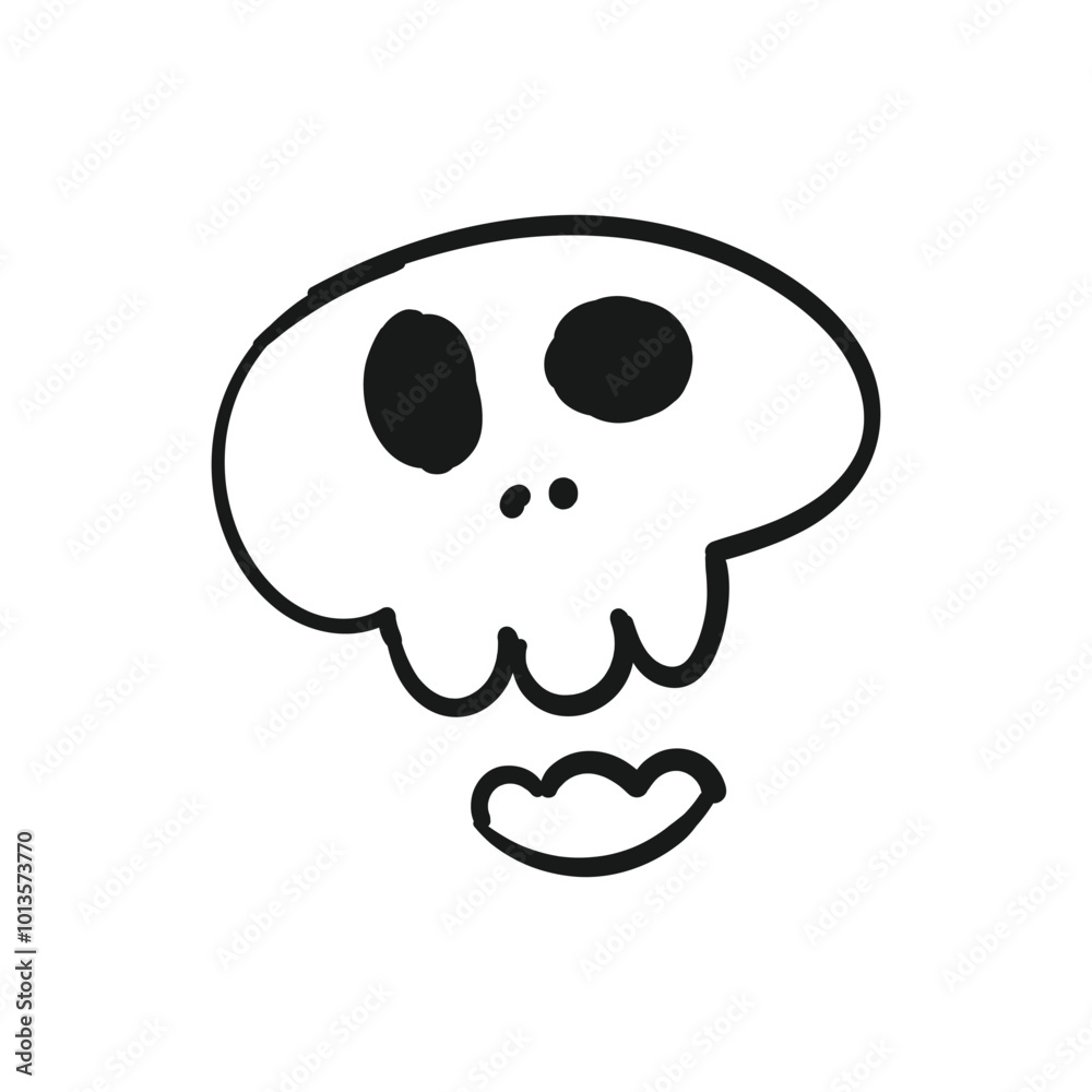 Skull halloween line hand drawing isolated. Vector illustration Skull halloween line hand drawing isolated. Vector illustration