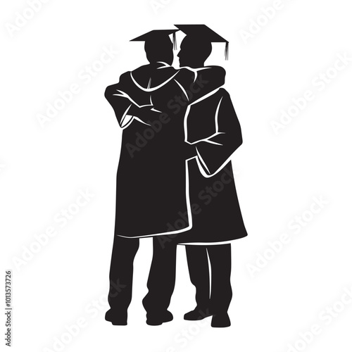 Graduation Silhouette Design - Graduate Vector illustration in black and white
